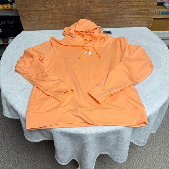 Under Armour XS Rival Terry Hoodie in Soft Orange NWT - Picture 2 of 8